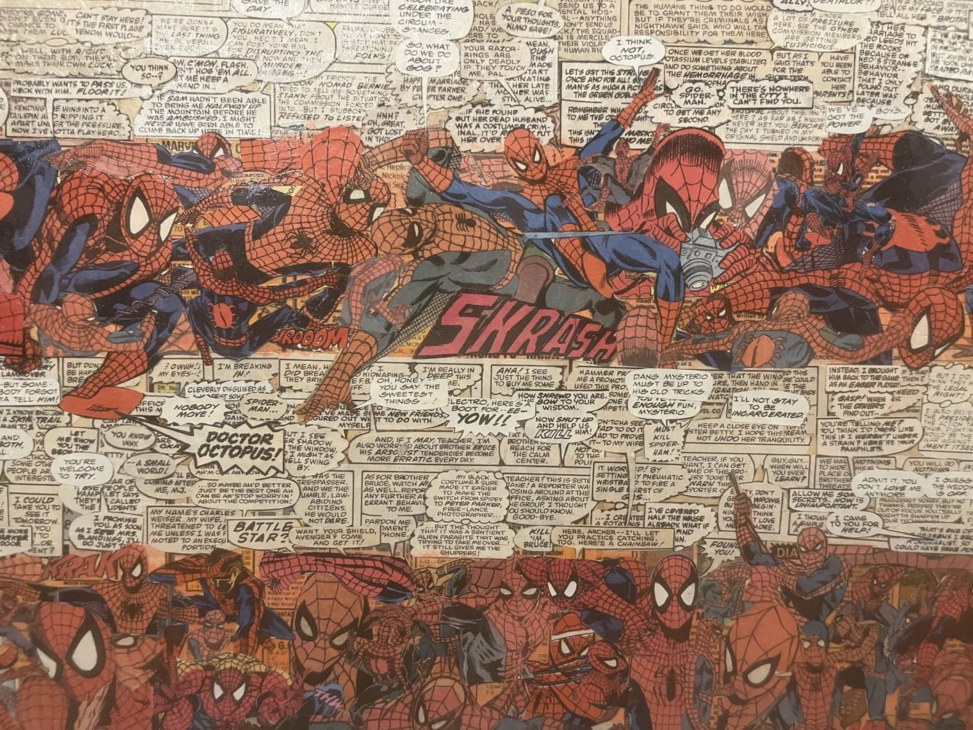 Detail of Spider-Spangled Banner: the white stripes of the flag
